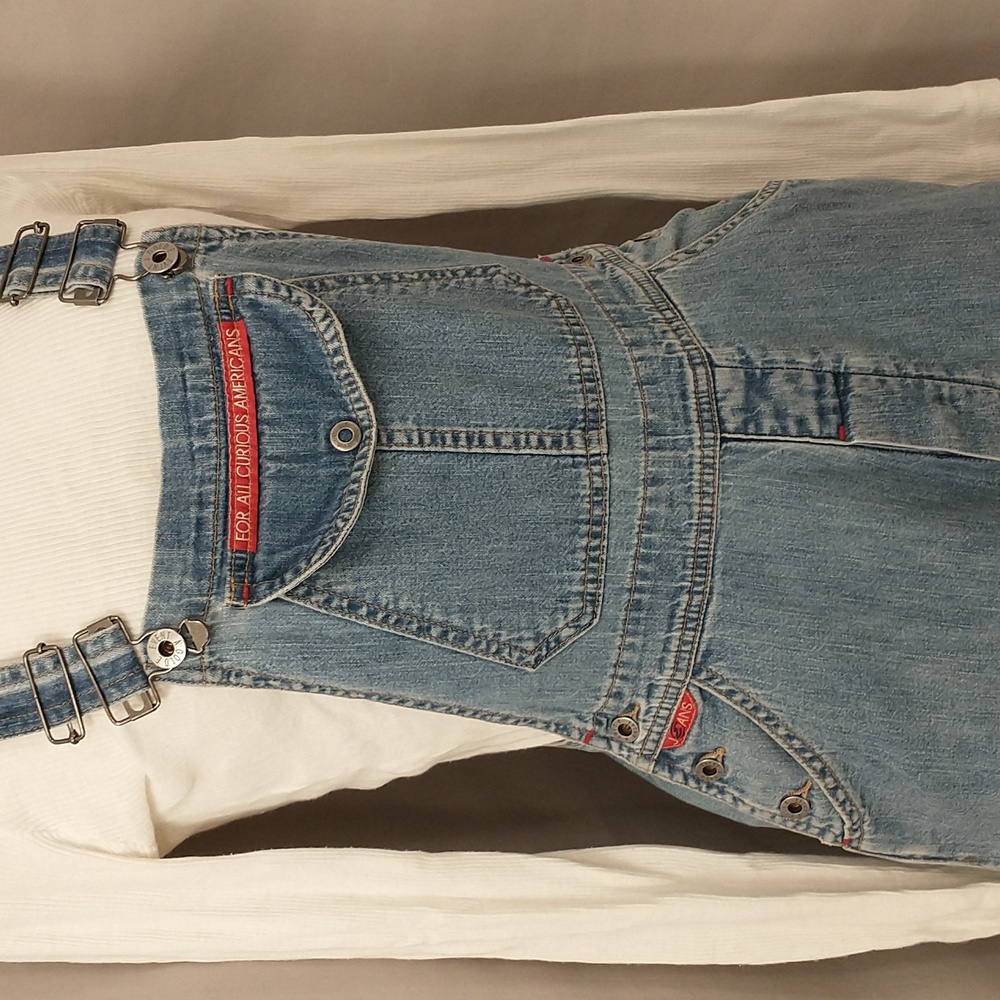 Vintage Denim Overalls 100% Cotton USA made Back Buckle Blue Jeans Lightweight - Picture 2 of 12